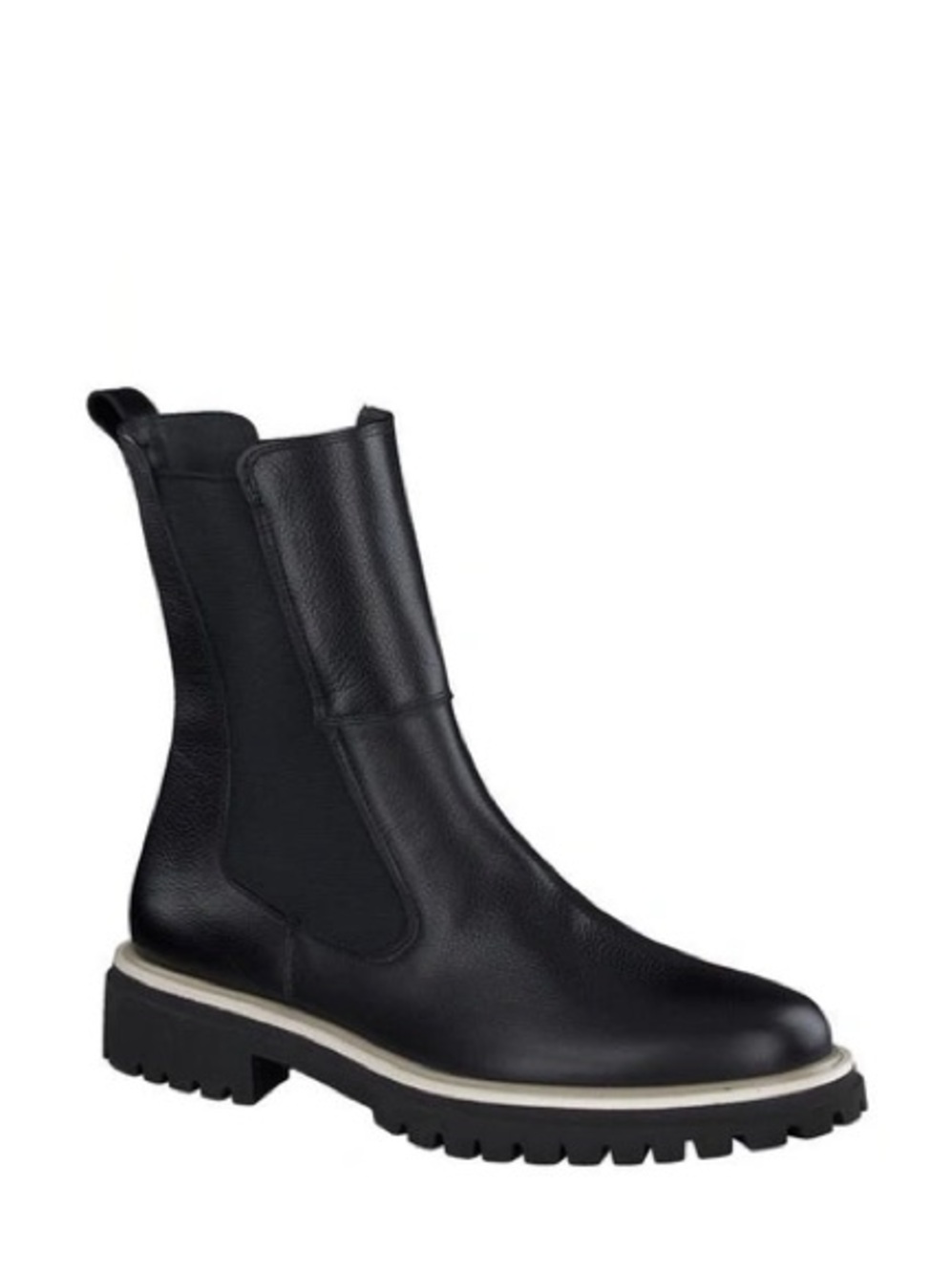 Paul Green Jagger Black Leather Chelsea Boots Lug Sole Size 8